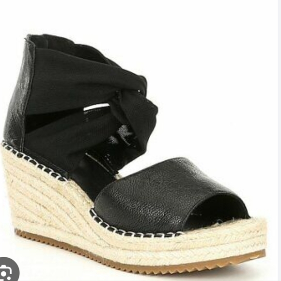 Eileen Fisher Wiley Espadrille Black Wedge Sandal Size 8 - Picture 1 of 13